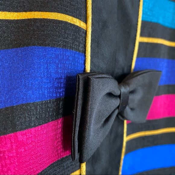 Vibrant Multi-Color Striped Silk Blazer Size 6 - Picture 5 of 8